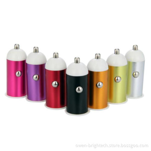 Hot Sale EXW Bullet Shape 5V 1A/2.1A Micro USB Car Charger